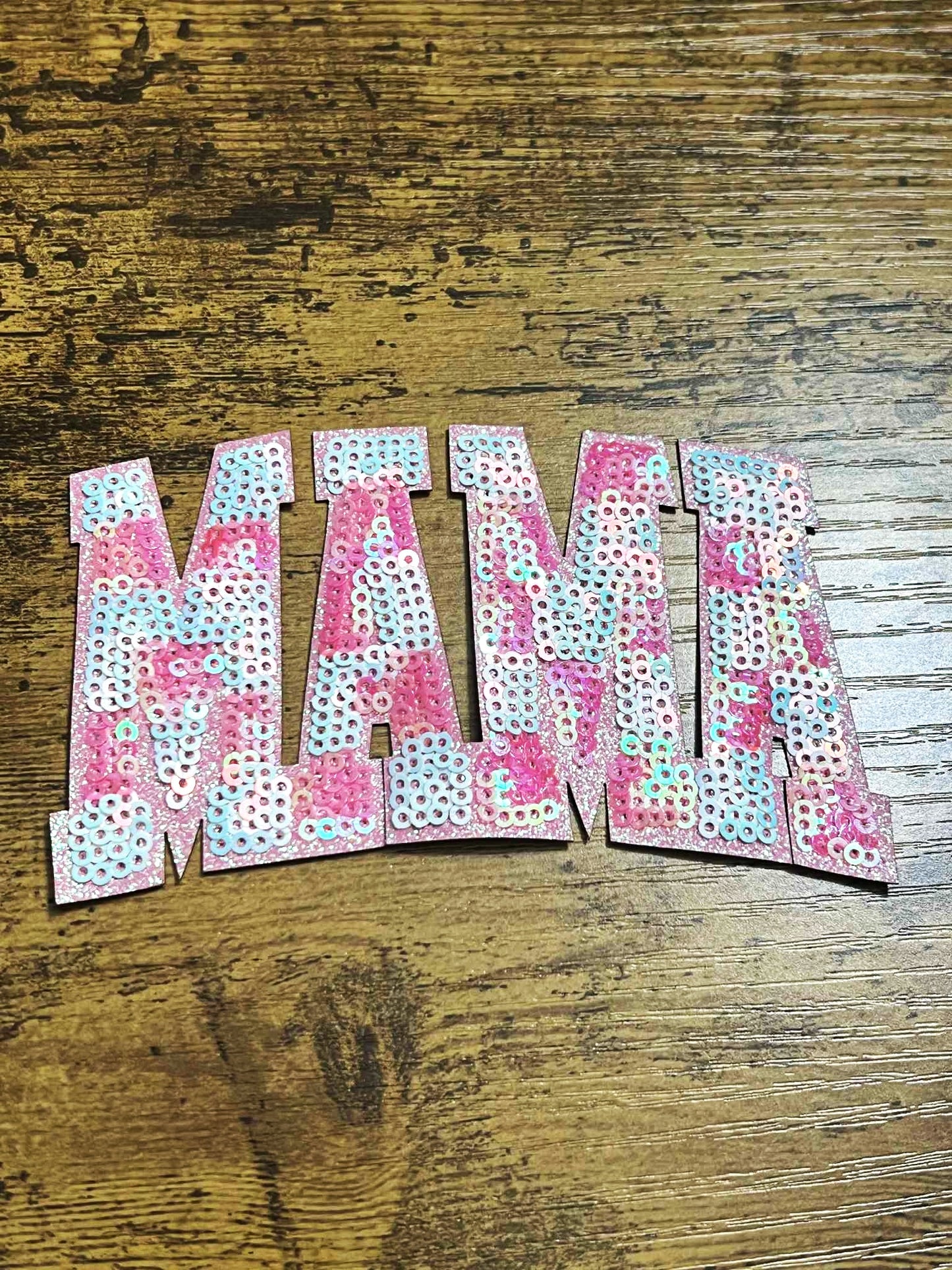 Pink Sequin MAMA Hat Patch