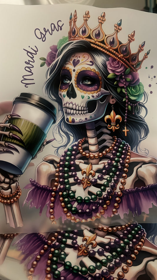 Mardi Gras Coffee Babe DTF