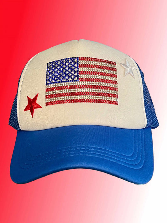 Bling USA Flag Trucker Hat