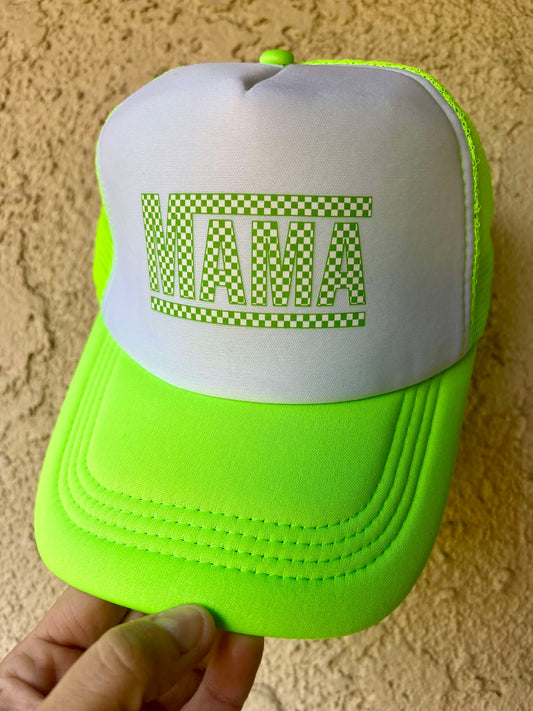 Neon Green MAMA Trucker Hat