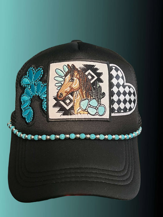 Turquoise Western Trucker Hat