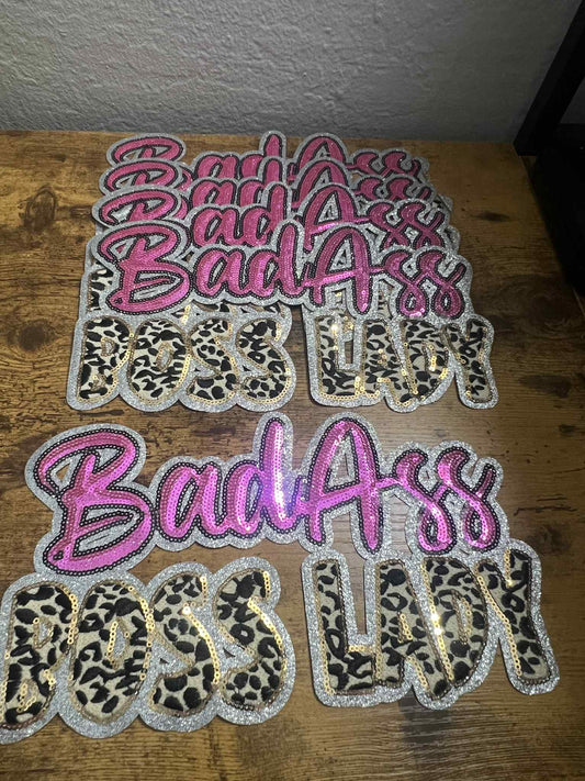 Sequin Embroidered Lady Boss Big Patch
