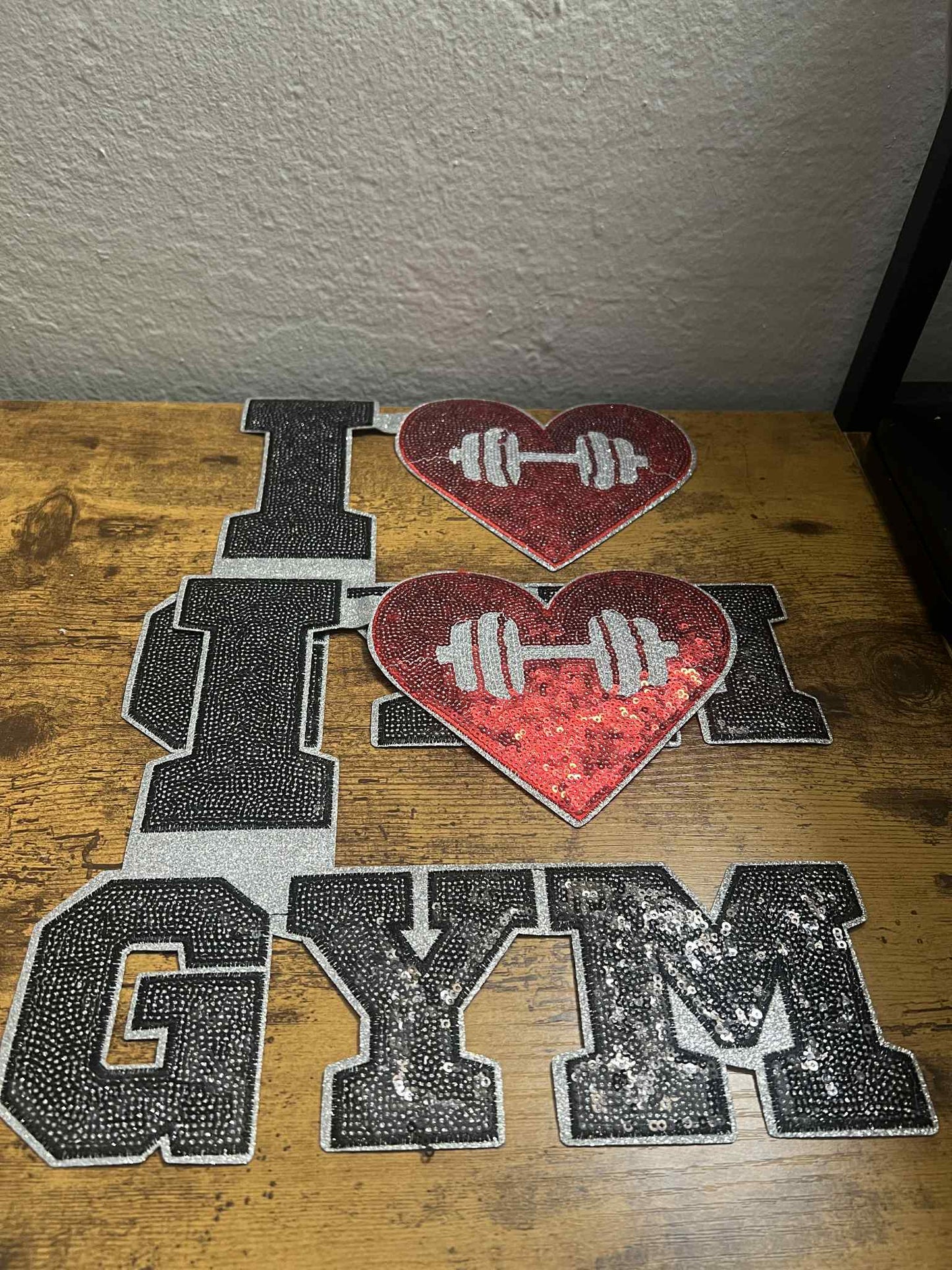 I Love Gym Sequin Big Patch