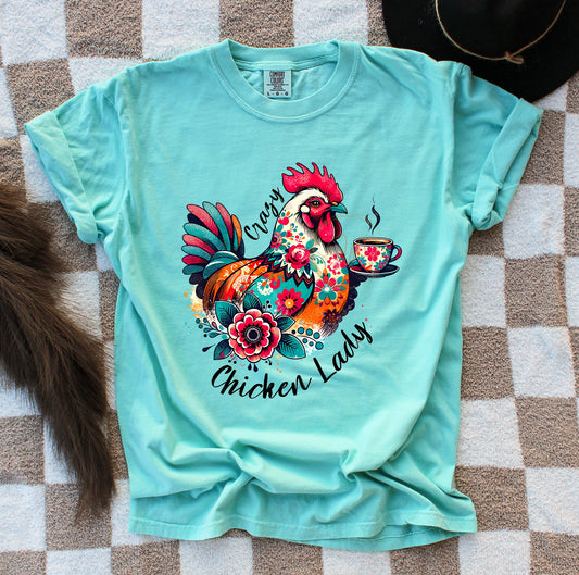 Crazy Chicken Lady Blue DTF