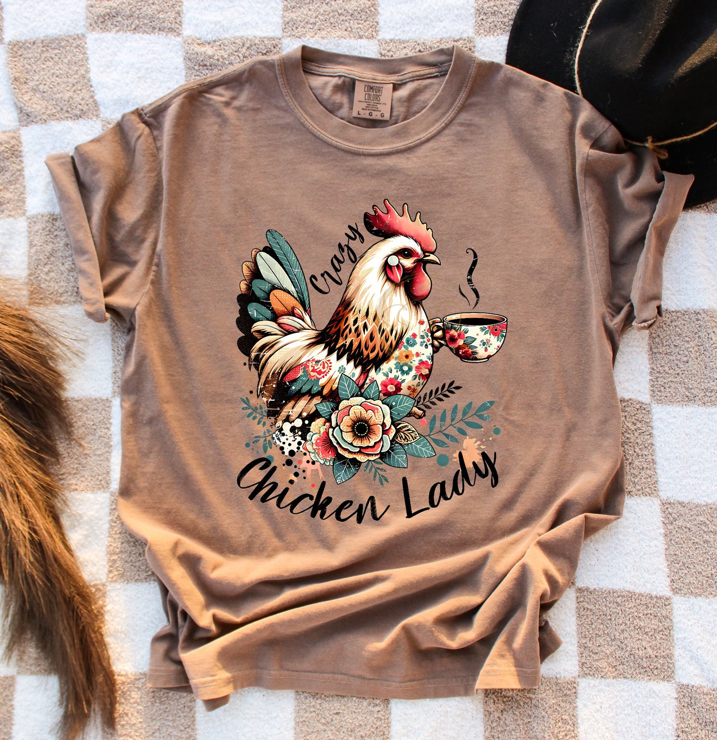 Crazy Chicken Lady Tan DTF