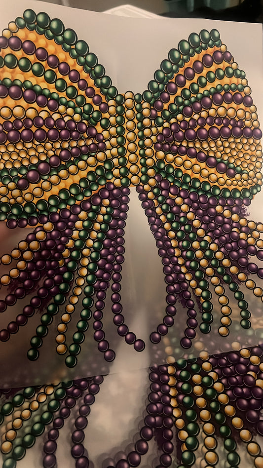 Mardi Gras Beads Bow DTF