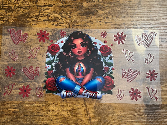 Latina Red Hearts and Flowers Wrap