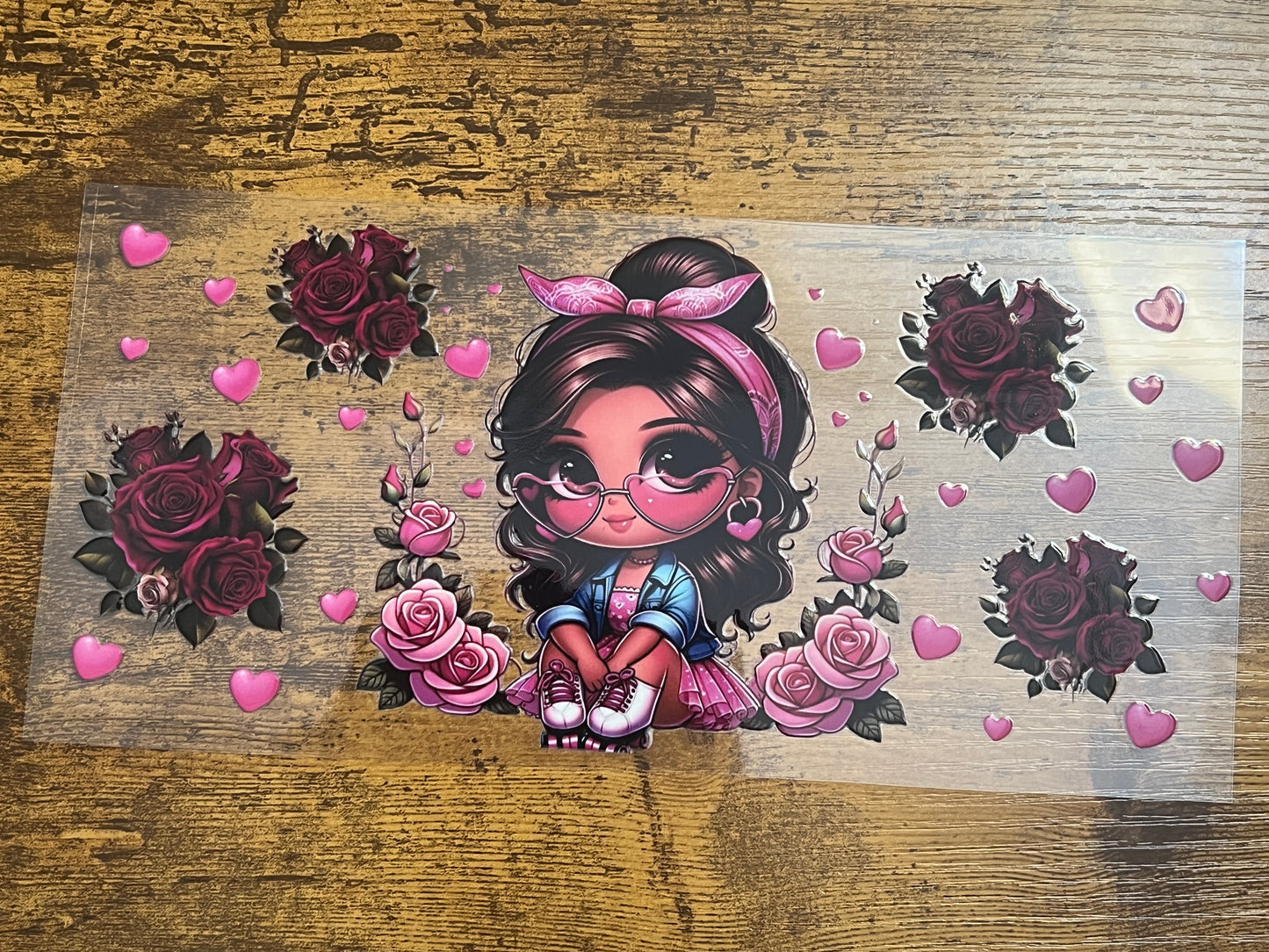 Girl with Pink Roses Wrap