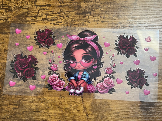 Girl with Pink Roses Wrap