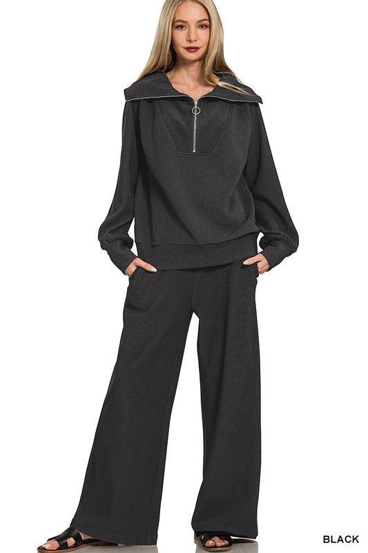 Ribbed Half Zip Set