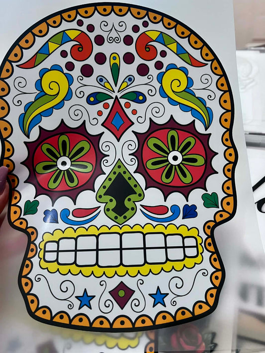 Yellow Sugar Skull DTF