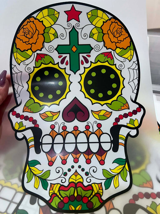 Green Cross Sugar Skull DTF