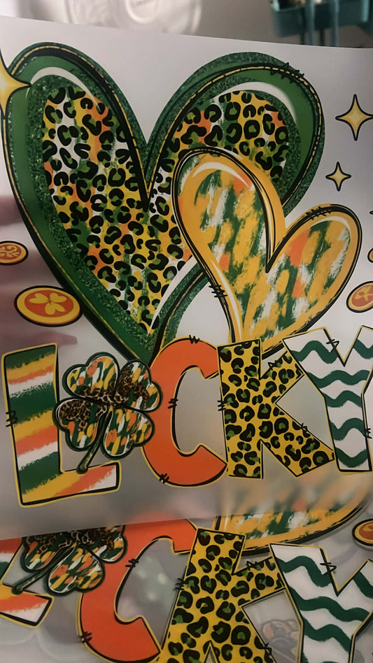 Lucky St Patricks Day Hearts DTF