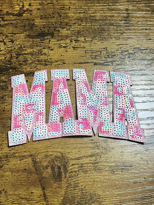 Pink Sequin MAMA Hat Patch