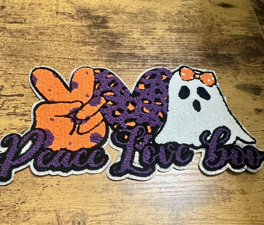 Embroidered Peace Love Boo Big Patch